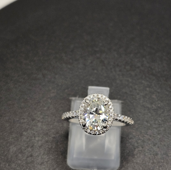 Certified GRA Moissanite Ring 18k White Gold over Sterling Silver Sz 7! New - Picture 7 of 7